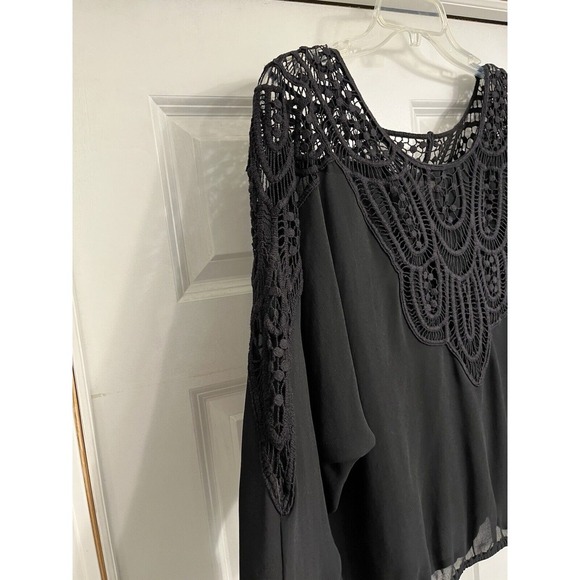 YA Los Angeles Small SILK Blend Black Elastic Waist embroidered Lace Boxy - Picture 5 of 11